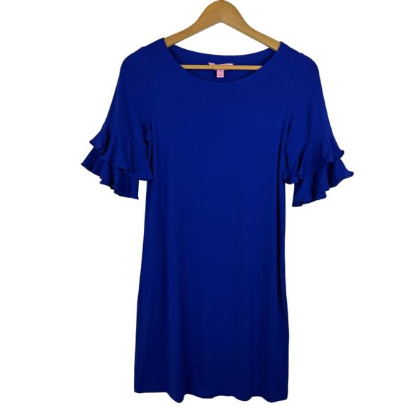 Lilly Pulitzer Lula Dress in Twilight Blue Sz XXS Ruffle Sleeve Preppy Vacation - Picture 2 of 11